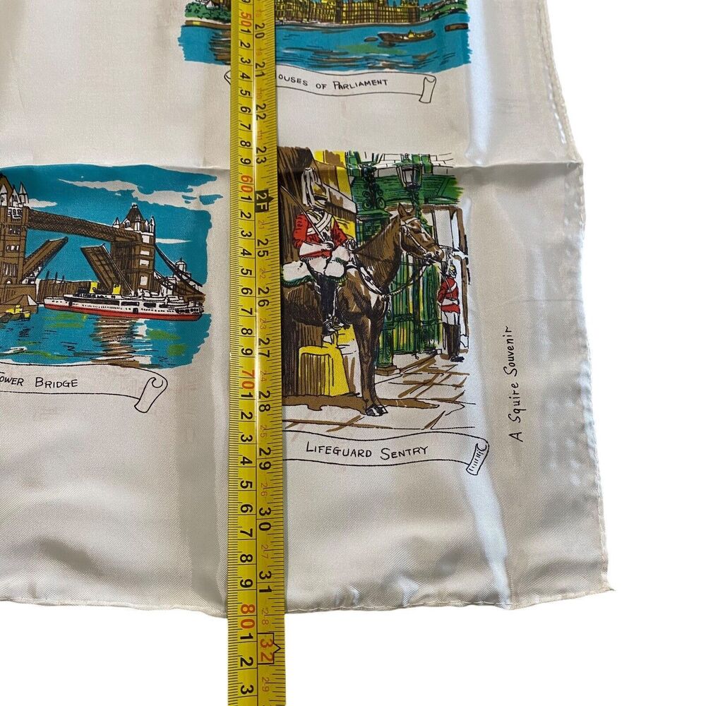 Vintage Acetate Scarf A Squire Souvenir of London 31 X 31 Landmarks Original Box - Picture 12 of 16